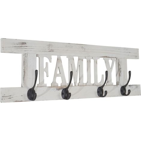 Wandgarderobe HHG-987 Family, Garderobe Garderobenpaneel, Shabby-Look Vintage 20x60cm weiß