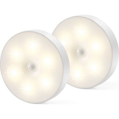 Luce notturna a LED, lampada magnetica per interni con sensore di movimento e cuscinetti adesivi inclusi, si attacca ovunque, sensore wireless ricaricabile tramite USB, luce bianca calda, confezione d (1/4)