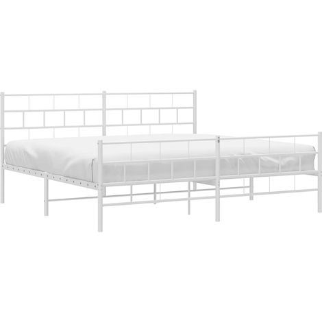 Bettgestell mit Kopf- und Fußteil Metall Weiß 193x203 cm vidaXL (1/5)