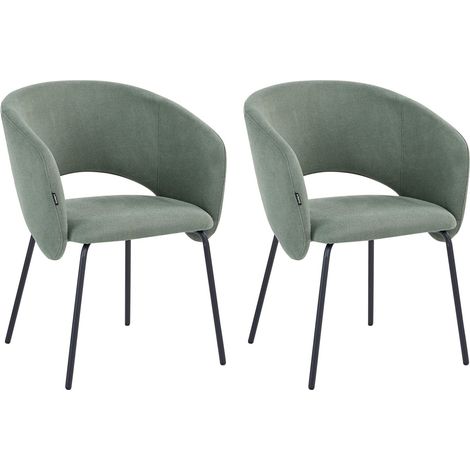 Set of 2 Dining Accent Chairs Light Green Upholstery without Armrests Metal Base Retro Design BLAKELY (1/5)