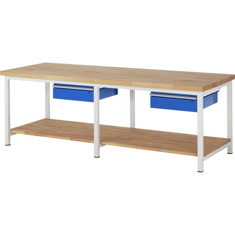 Rau Werkbank höhenverstellbar 8001A7, B2500xT900xH840-1040mm, 2x Schublade-TA (1/5)