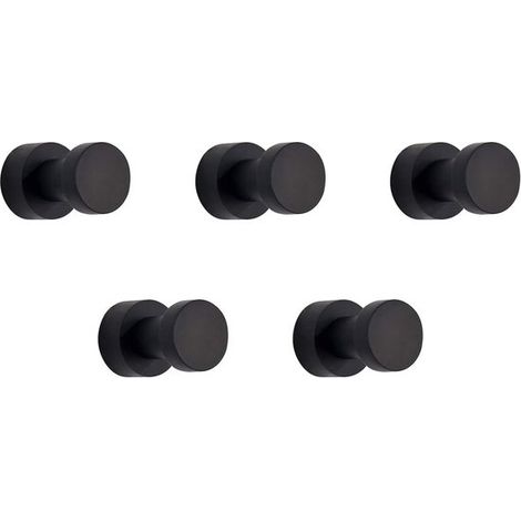Ganchos autoadhesivos negros para pared - Juego de 5 ganchos resistentes para baño, cocina y puerta. (1/5)