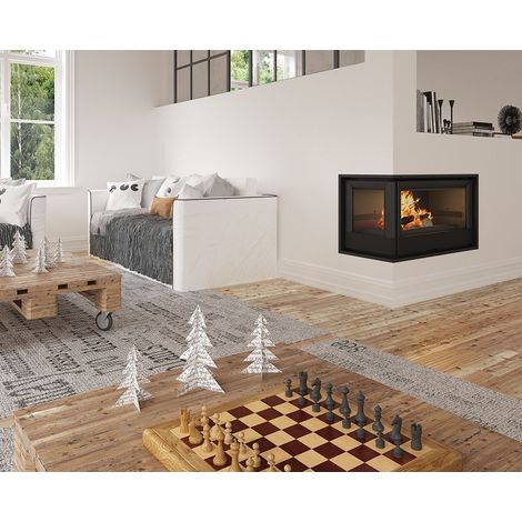 Inserto para chimenea de leña con turbina acristalamiento frontal y lado izquierdo 17,5 kW HOLGUIN - Toma de aire exterior: SIN