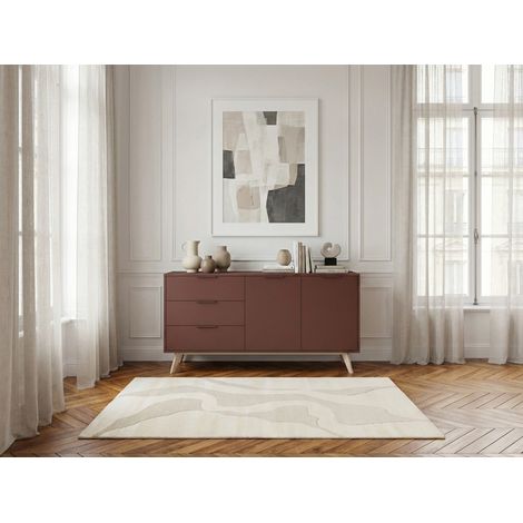 BOBOCHIC - Buffet 2 portes 3 tiroirs 140 cm CAPUS pin laqué terracotta (1/5)