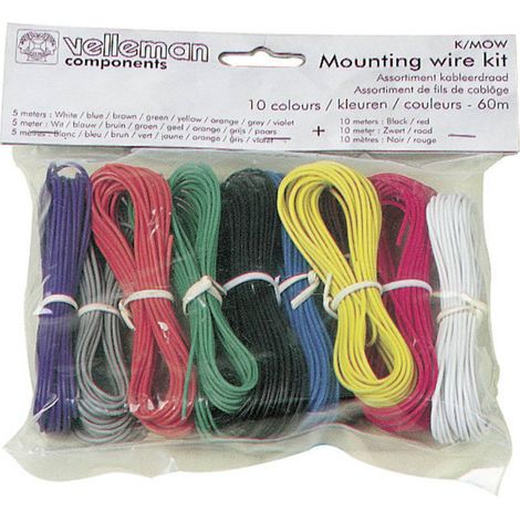 Velleman – Fil de câblage électrique 1 x 0.20 mm² multicolore – Conducteur monobrin – Intensité max 4.3 A – Isolation PVC – Tension 750 V (1/3)