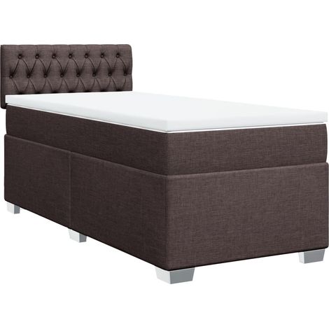 Maison Exclusive - Cama box spring con colchón tela marrón oscuro (1/5)