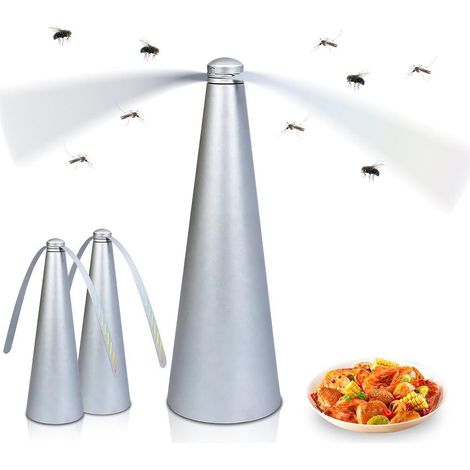 3-teiliger Tischventilator mit Fliegenabwehrfunktion – USB-batteriebetrieben – Fliegenklatsche mit weichen Blättern – Geräuschloser Fliegenvernichter für drinnen, draußen, Garten und Camping (1/4)