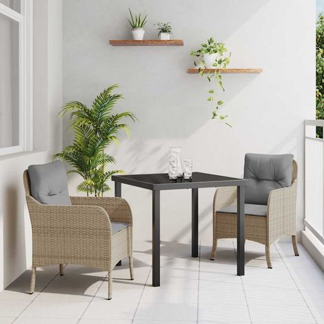Ensemble de salle à manger pour jardin 3 pcs-Salon de jardin Beige polyrotin 670606 (1/5)