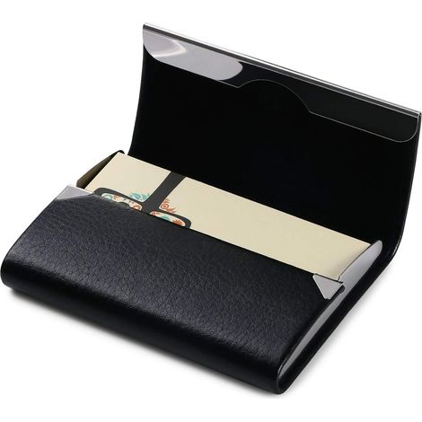 Porte-cartes métallique ultra-mince avec boucle magnétique, en acier inoxydable pour hommes et femmes. (1/5)