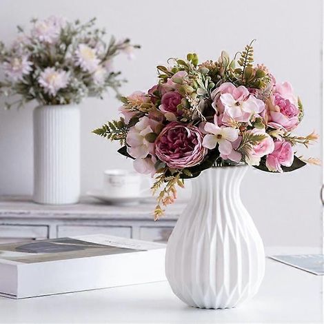 Vase à fleurs moderne, imitation pot de fleurs en céramique, décoration pour plantes et compositions florales (1/5)