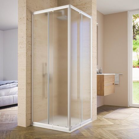 Box Doccia Estensibile 70-90x70-90 cm con Profili in Alluminio Anodizzato Vetro 6mm Stampato con Trattamento Anticalcare h190 - Reversibile Mod. Nuuk