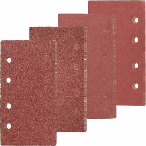 VURAHOME - 40 feuilles de papier abrasif, 93 x 185 mm, 8 trous, papier abrasif alumine 60/80/120/240 pour poncer/polir/bois et peinture (1/4)
