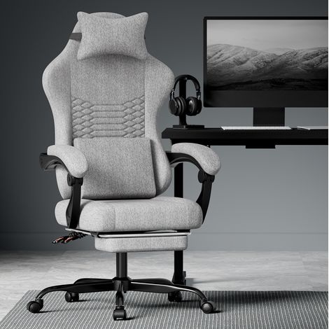 Silla gaming ergonómica reclinable con reposapiés OKMYHOME (1/4)