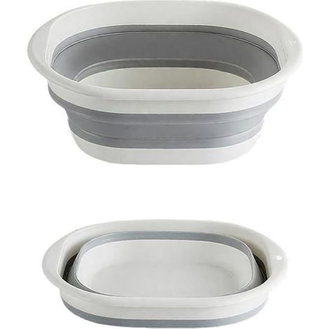 BelleRise - Bassine pliable camping de 2,7 L - Bol Portable, bassine pliable,pour Camping, Cuisine, Maison - Bac de Lavage Peu Encombrant(Gris) (1/5)