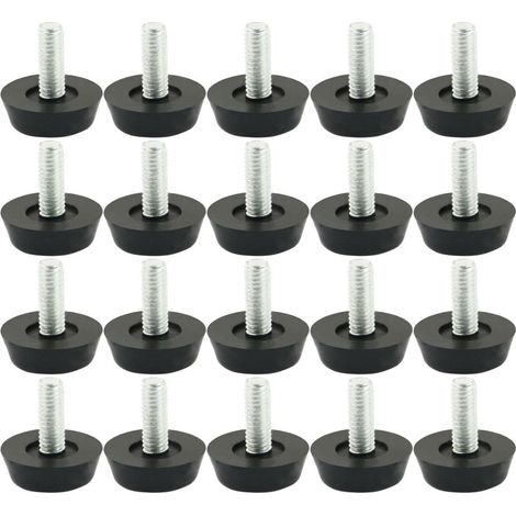 20 Stück verstellbare Möbel-Nivellierfüße, verstellbare Fußpolster, Möbelbeine, Tisch- und Stuhlsockel, Bodenschutz, Schraubengleiter, 18 mm x M6 x 20 mm