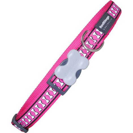 Collar para Perro Red Dingo Reflectante Huesos Fucsia (1,5 x 24-36 cm)