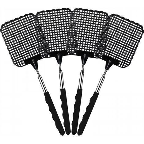 Tapetteà Mouche Tapettes à Mouches Extensible Main pour Les moustiques et Insectes 4 Pièces Noir (1/5)
