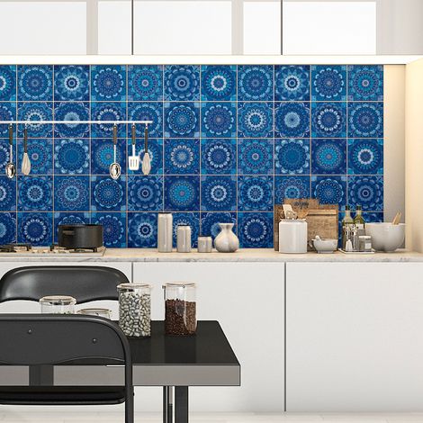 Stickers muraux - Sticker Mural Carrelage adhésif Cuisine Salle de Bain - 30 STICKERS CARRELAGES BOHÈME ZIA - 30stickers10x10cm (1/5)