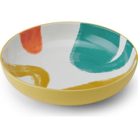 Mikasa gelbe Keramikschale mit abstraktem Muster, 21 cm