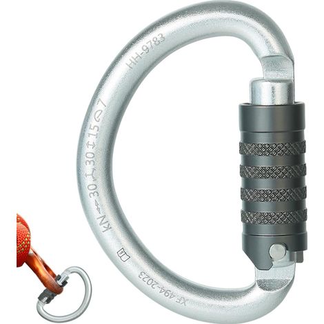 Stabiler D-förmiger Karabiner, Sportzubehör mit Verschlusskarabiner, ideal für Bergsteigen, Wandern, Outdoor-Aktivitäten und Fitness.