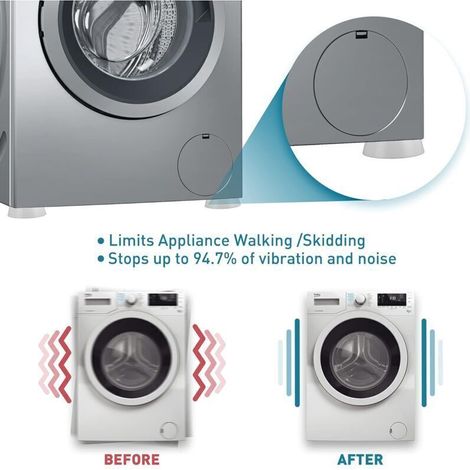 4 Pièces Pieds Anti-Vibration pour Machine à Laver et Sèche-Linge – Réduction du Bruit et des Vibrations – Installation Facile (1/5)