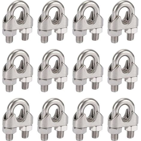 Lot de 12 verrous de câble en acier inoxydable 304 de 5 mm avec verrouillage duplex DIN741 pour corde à linge, auvent et fixation.-AquaForge (1/5)