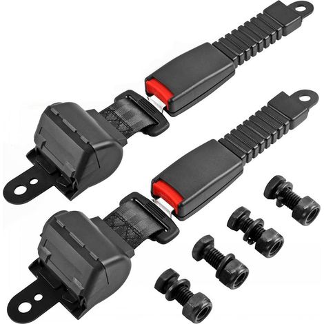 Universal rétractable Voiturette Ceintures de sécurité Kit, 2 Points Siège Ceinture de sécurité Kit de Suspension pour Go Kart/Club de Golf Panier (120cm, Set of 2)