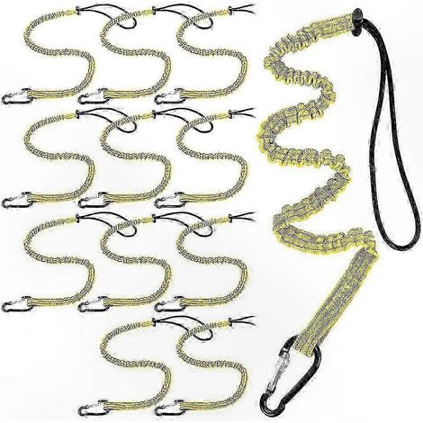 12-teiliges gelbes Sicherheitsseil mit Metallkarabiner und Schlaufe zur sicheren Befestigung (1/5)