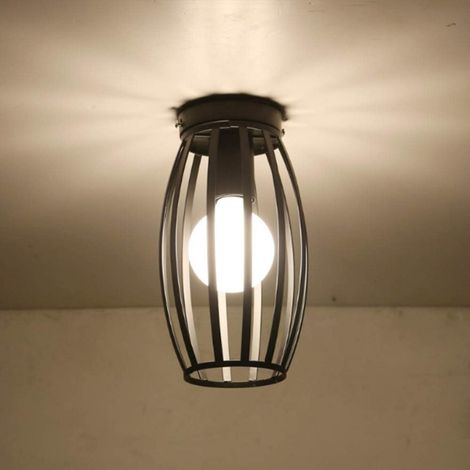 STOEX Lampada da Soffitto Industriale in Metallo Lampadario da Soffitto Retrò Nero Ferro per Corridoio, Ingresso, Passaggio, Portico, Camera da Letto (1/5)