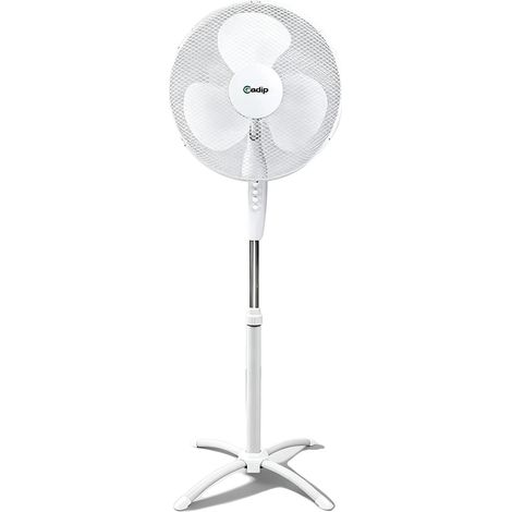 Ventilador de pedestal, diseño oscilante, de bajo consumo energético, color blanco. (1/2)