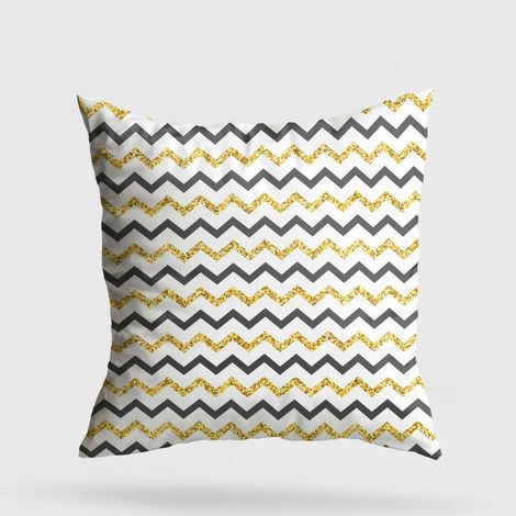 Coussin gris et jaune zébré – entretien facile IZMIR (1/3)