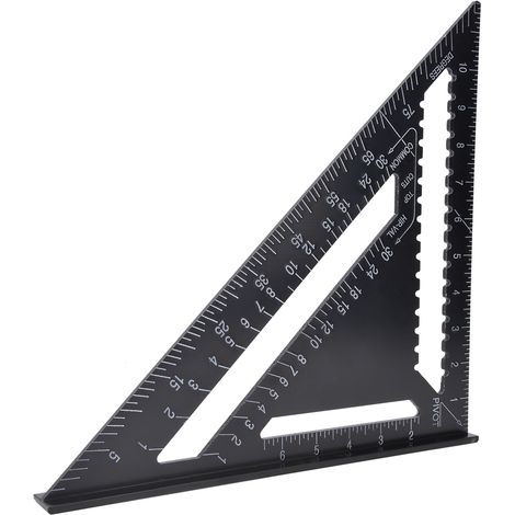 12 Zoll (ca. 30 cm) langes, schwarzes Aluminium-Winkeldreieck, rostfrei, Winkelmesser, Schreinerwerkzeug, Aluminiumprofil (1/5)