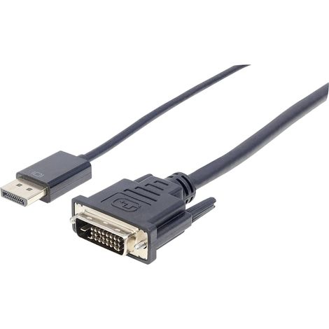 Câble adaptateur Manhattan DisplayPort / DVI Fiche mâle DisplayPort, Fiche mâle DVI-D 24+1 pôles 3.00 m noir 152136 feuille de blindage, certifié S055511 (1/4)