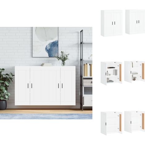 Armoires murales 2 pcs blanc bois d'ingénierie - Armoire Murale - Meuble Rangement - Buffet - Placard Mural - Étagère Murale (1/5)
