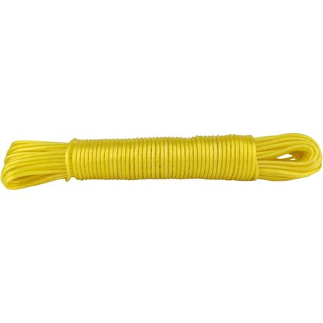 1 Corde à linge, 20 m, polyester, revêtement PVC, résistant UV, intérieur extérieur (1/2)