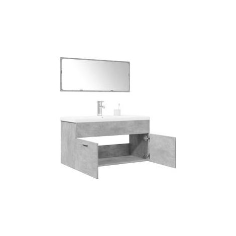Ensemble de meubles de salle de bain 3 pcs gris béton (1/5)