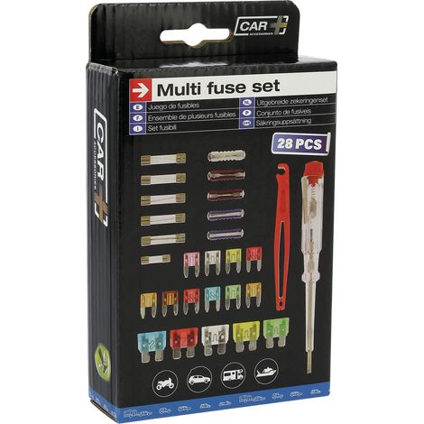 Boite de fusibles 28 pièces – Accessoires inclus – Intensité 10A – Fusible pour voiture – Utilisation professionnelle – Carplus