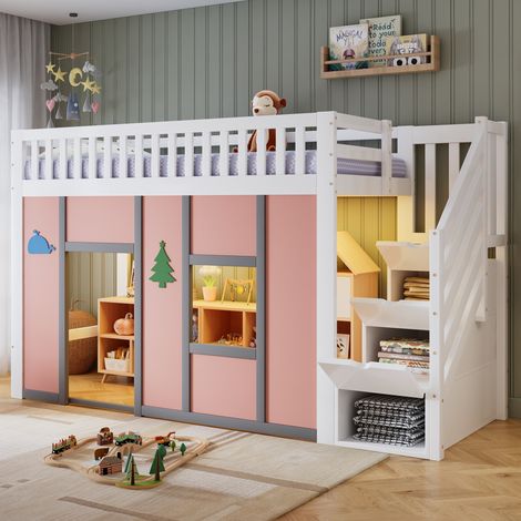 letto bambini 90x200 con scala contenitore LED OKMYHOME (1/5)