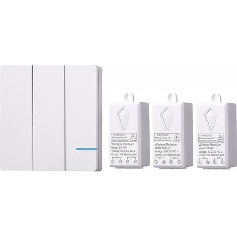 Kit De Commutateur De LumièRe Sans Fil - Interrupteur Mural TéléCommandé Idéal Pour Lampes D'Intérieur, Sans Câblage, étanche à L'eau IP54 Et Allant Jusqu'à 100 Pieds (1/5)