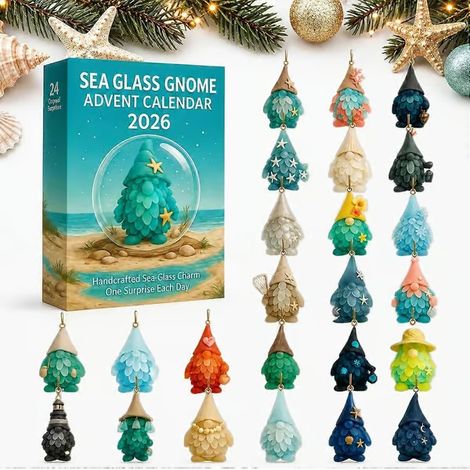 Calendrier de Noël 2026, décorations du Père Noël, 24 pendentifs suspendus en verre marin, boîte surprise quotidienne, emballage cadeau avec décorations de sapin A-3D Style (1/5)