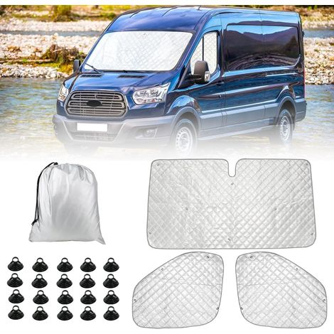 Pare-Soleil pour Pare-Brise de Camping Car Remplacement pour Ford Transit Van MK7, Lot de 3 Pare-Soleil Thermiques Internes avec Sac de Rangement,100% Occultation,- (1/5)