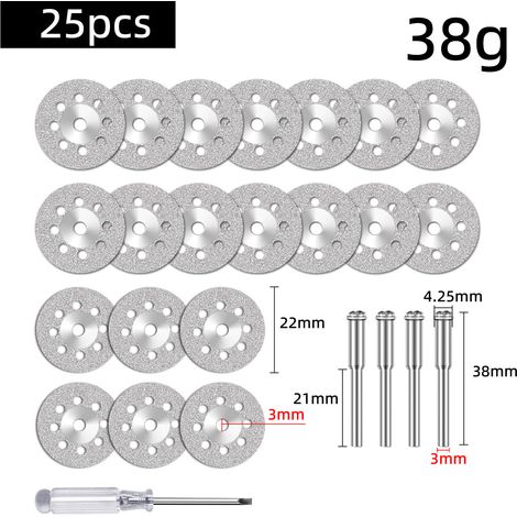 APEX 25 mini disques de coupe diamantés, adaptés aux meuleuses électriques Dremel avec mandrins de 3 mm, peuvent être utilisés pour couper la pierre, le verre et la céramique. (1/5)