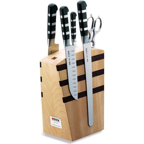 Bloc à couteaux Dick avec couteau de cuisine 1905 Couteau de chef Santoku + ciseaux X50CrMoV15