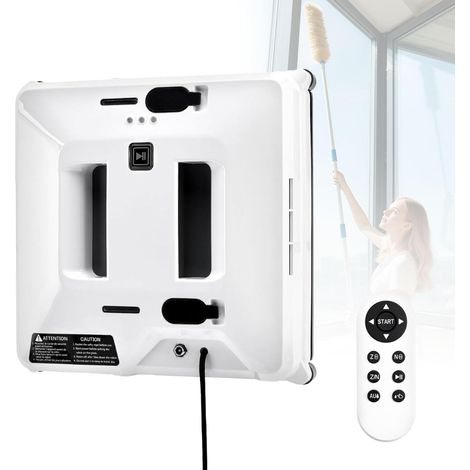 Robot Nettoyeur de vitres Jet d'eau Double Face 3000pa Nettoyant pour vitres à Aspiration puissante pour Miroir intérieur/extérieur, fenêtre, Verre - Télécommande (1/5)
