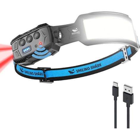 Rechargeable Headlamp, LED Headlamp with 7 Super Bright White Lights and Red Back Light for Camping, Cycling, and Repairs, USB Rechargeable LED Headlamp