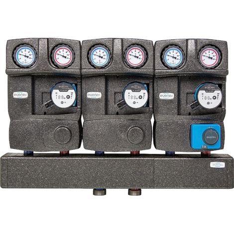 Groupe de distribution modulaire Evenes 2x circuit direct, 1x circuit mélangé DN25 - 1