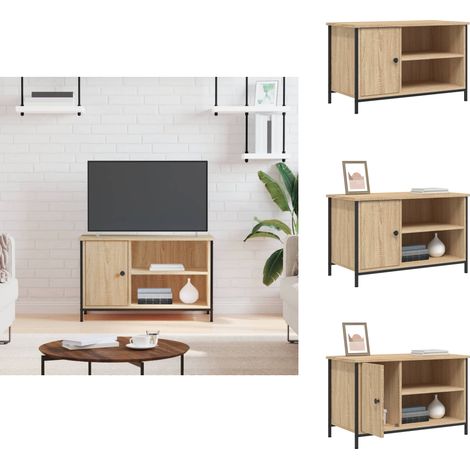 TV-Schrank Sonoma-Eiche 80x40x50 cm Holzwerkstoff - TV Schrank - Holz Sideboard - Wohnzimmerschrank - Eiche Möbel - Industrielles Design (1/5)