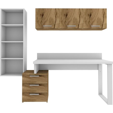 Angolo libreria design con cubotti e cassettiera - Soluzione moderna e salvaspazio - Bianco e Quercia