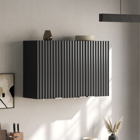 Armario mural de cocina de 3 puertas, MDF negro 90 x 29 x 60 cm HAVRYA (1/5)