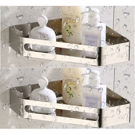 Estante de baño negro, en forma de diamante, con esquinas reforzadas, de una sola capa, 2 unidades (1/5)